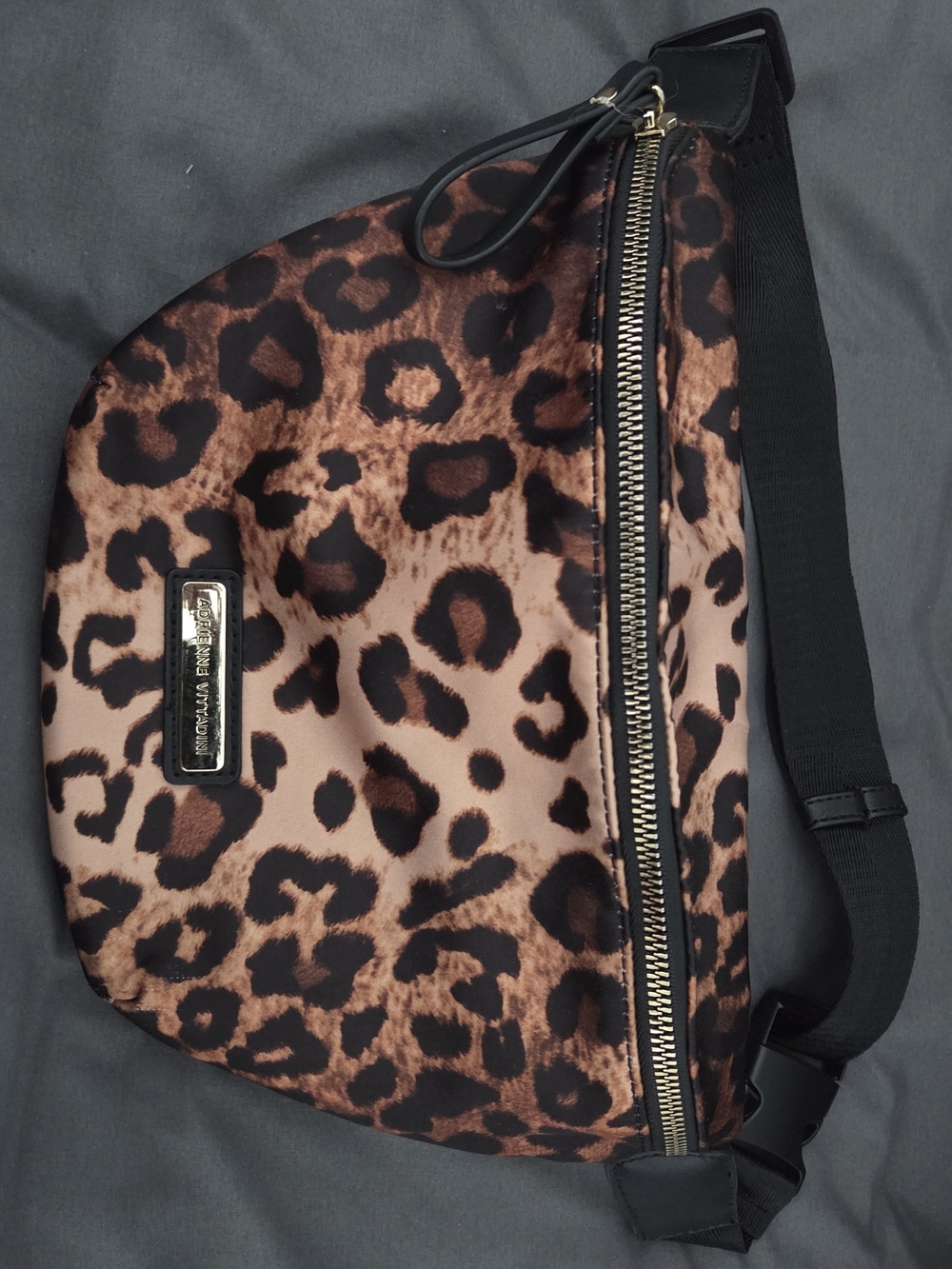 Adrienne Vittadini Leopard Print Belt Bag in Brown and Black